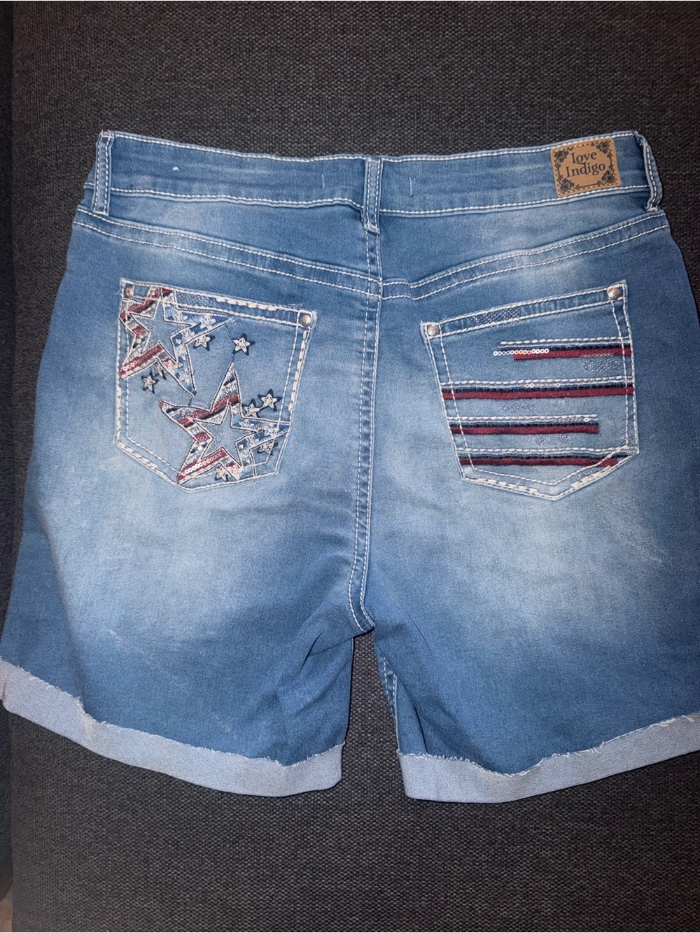 Love Indigo Patriotic Americana Denim Shorts NWT